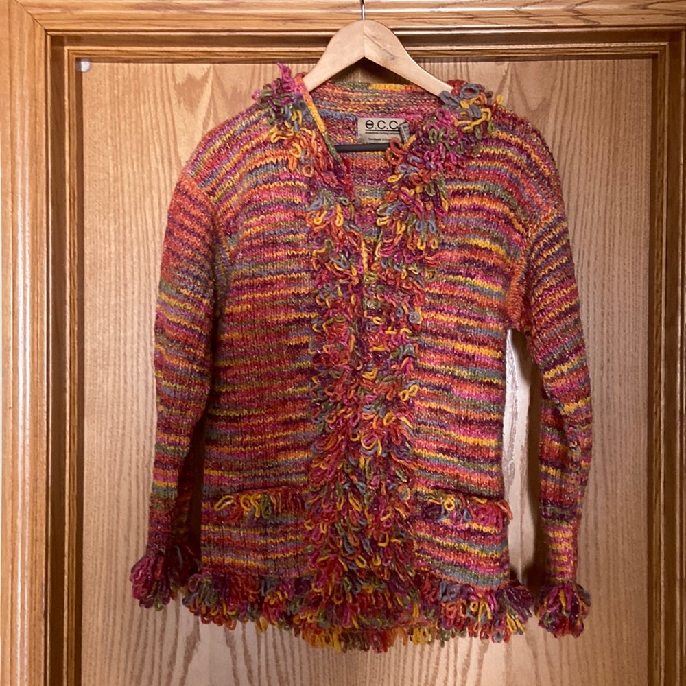 E.C.C. Wool Cotton Blend  Zip Up Jacket/sweater , Sz L. Super cute for fall 🍁